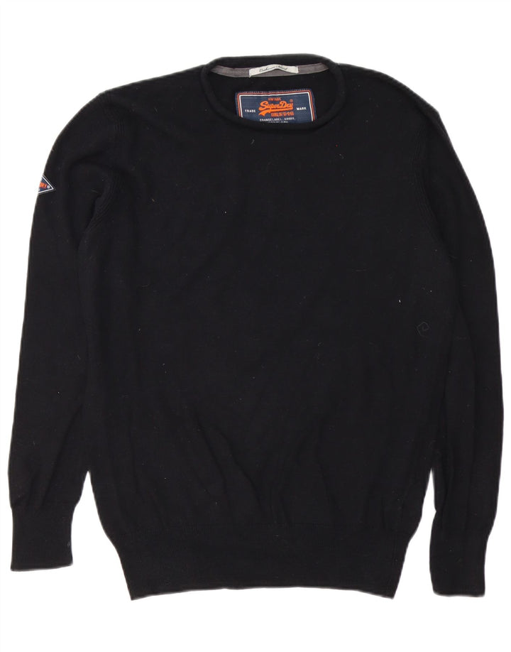 Maglione maglione girocollo da uomo Superdry piccolo cotone nero