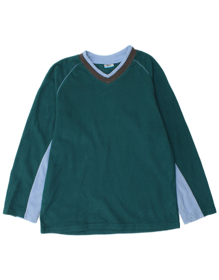Maglione in pile da uomo FILA grande poliestere color block verde