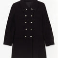 Cappotto doppiopetto vintage da donna EU 40 medio blu navy in poliestere