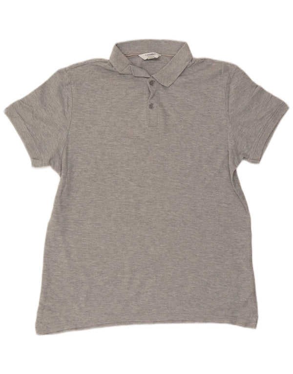 Polo da uomo Body Fit Calvin Klein grande in cotone grigio