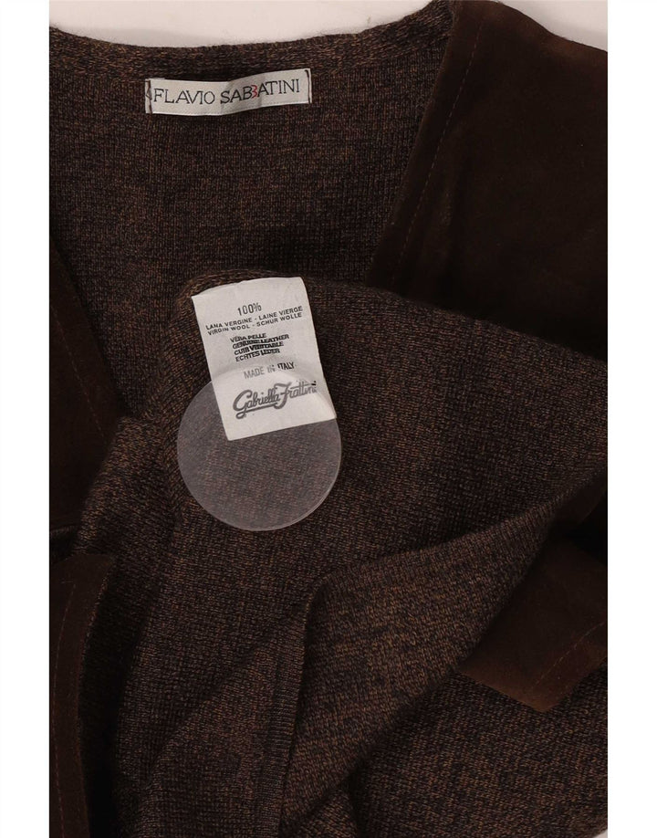Gilet Uomo Flavio Castellani IT 50 Marrone Medio Lana Vergine