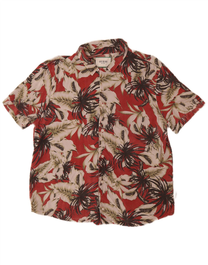 Camicia Guess da uomo a maniche corte, vestibilità regolare, piccola rossa floreale