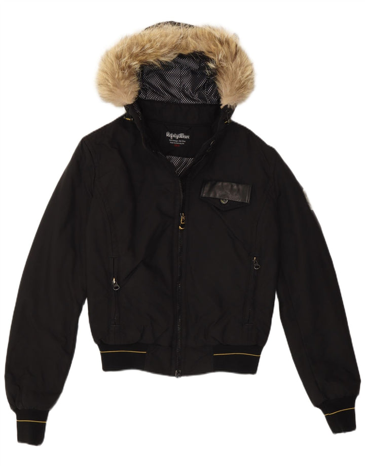 Bomber con cappuccio da donna Refrigiwear UK 10 piccolo nylon nero