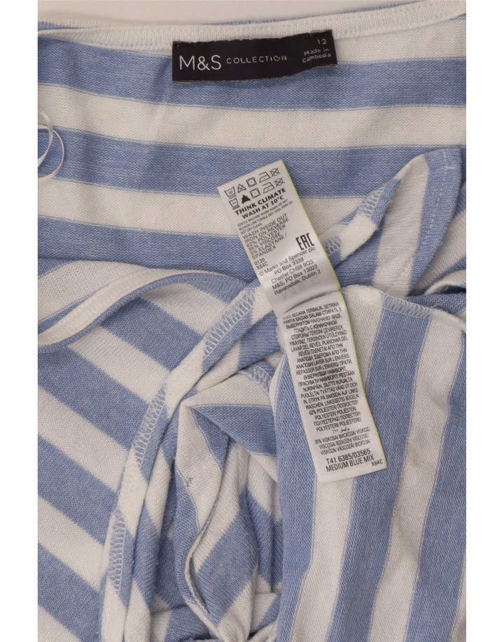 Marks & Spencer Top da donna con allacciatura sul davanti camicetta UK 12 a righe blu medio