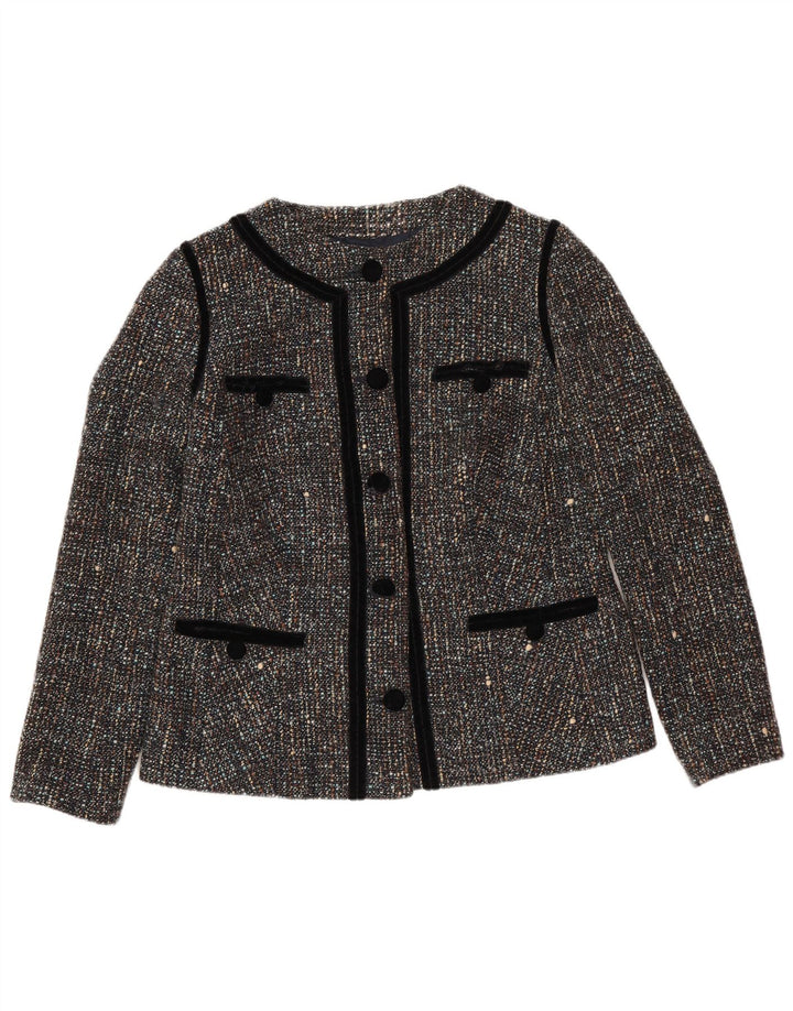 Giacca blazer da donna a 5 bottoni VINTAGE UK 12 grigio medio screziato