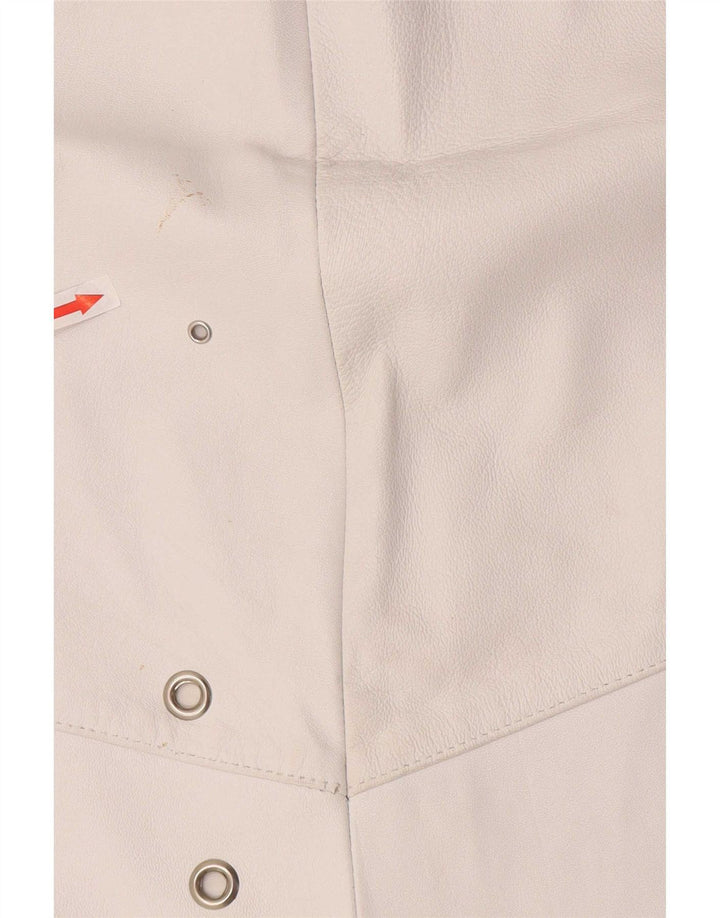 Gonna in pelle vintage da donna W36 XL bianca