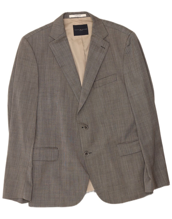 Giacca blazer a 2 bottoni da uomo Tommy Hilfiger IT 54 2XL Lana vergine grigia