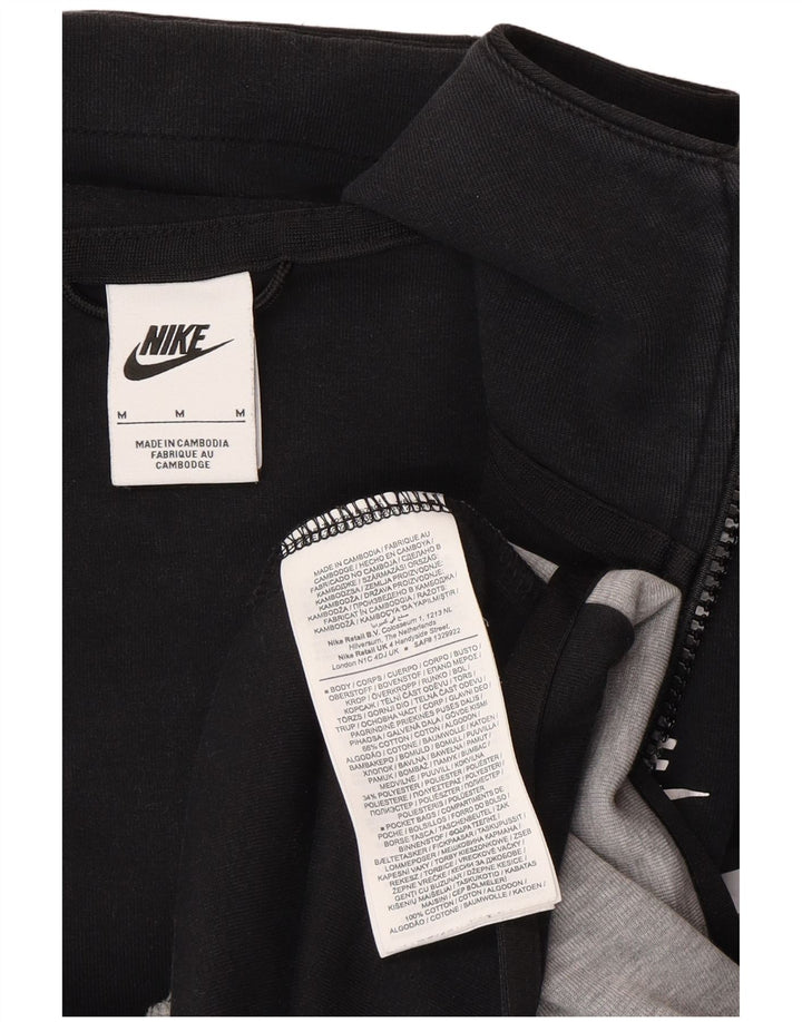 Felpa con cappuccio e zip Nike da uomo in cotone color block medio nero