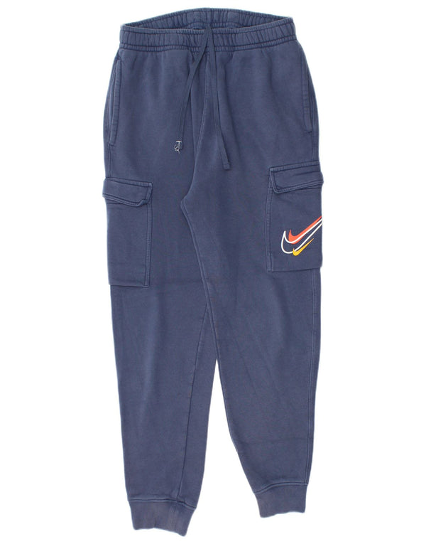 Pantaloni da tuta Nike da uomo con grafica cargo, pantaloni da jogging, piccoli, in cotone blu navy