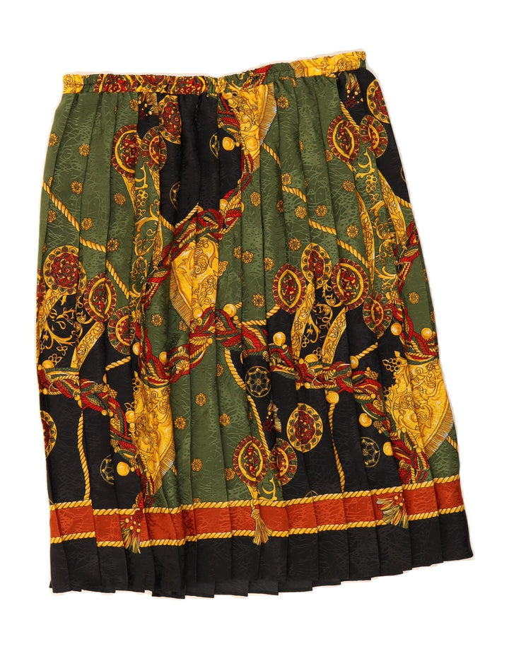 CANDA Womens Pleated Skirt W38 XL Green Paisley Polyester Vintage Canda and Second-Hand Canda from Messina Hembry 