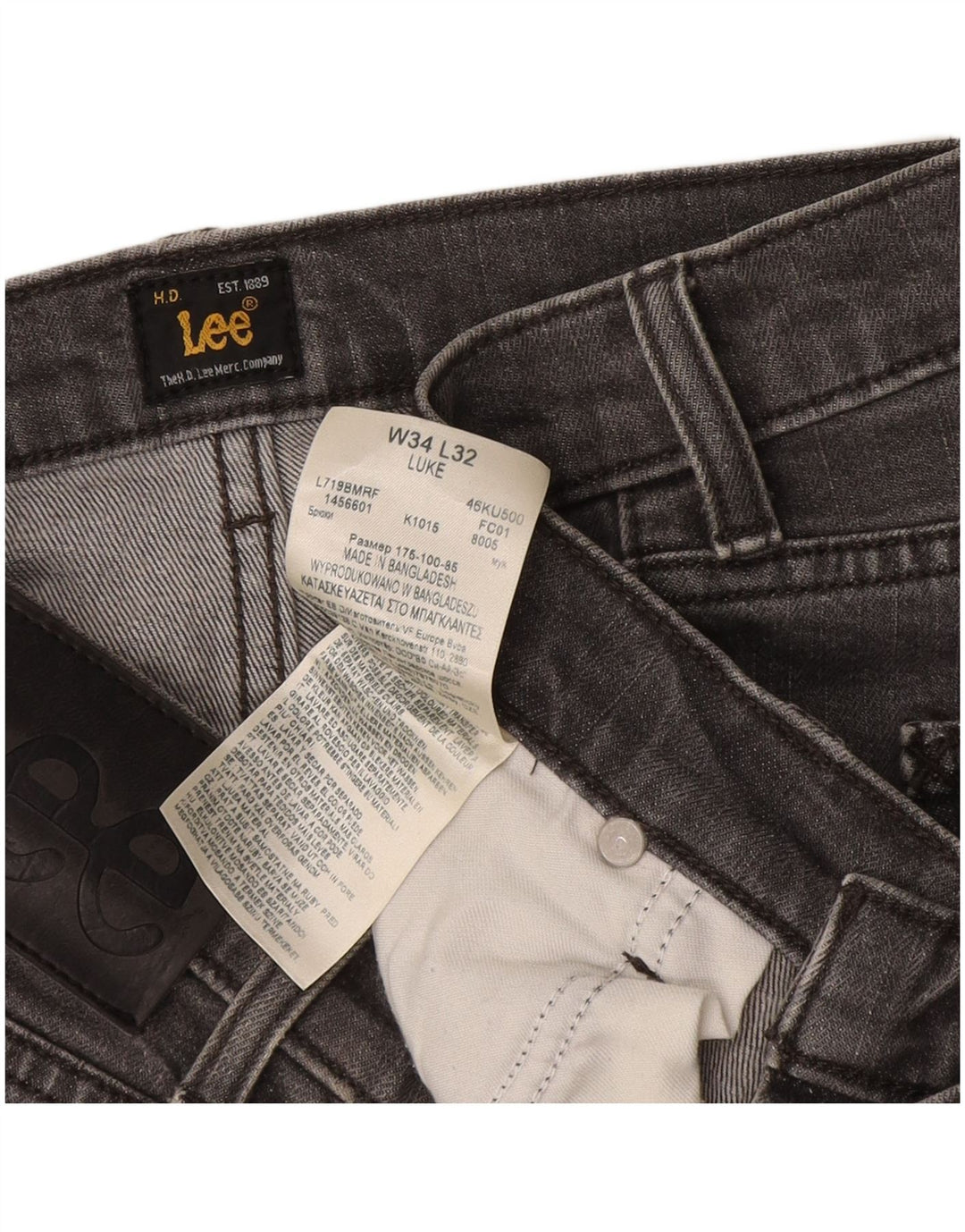 Jeans Lee Luke Slim da uomo W34 L32 in cotone grigio