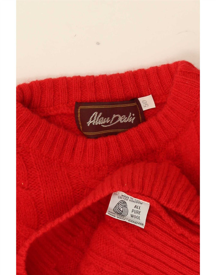 Maglione vintage da uomo girocollo IT 50 in lana rossa media