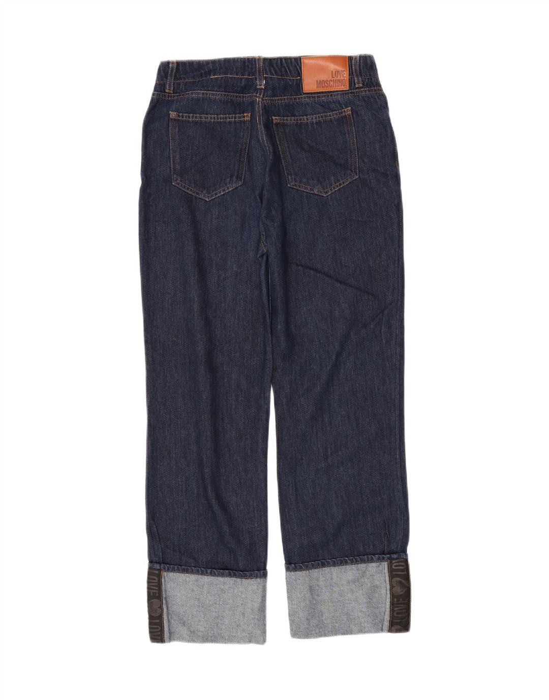 Jeans dritti da donna MOSCHINO W30 L28 cotone blu navy