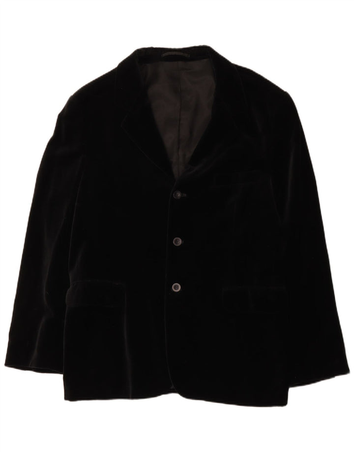 Giacca blazer in velluto da uomo a 3 bottoni Impuls UK 40 grande cotone nero