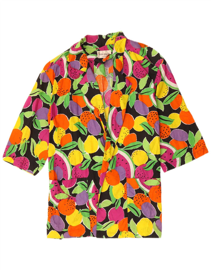 Abito vintage da donna con maniche a 3/4 IT 42 floreale medio multicolore