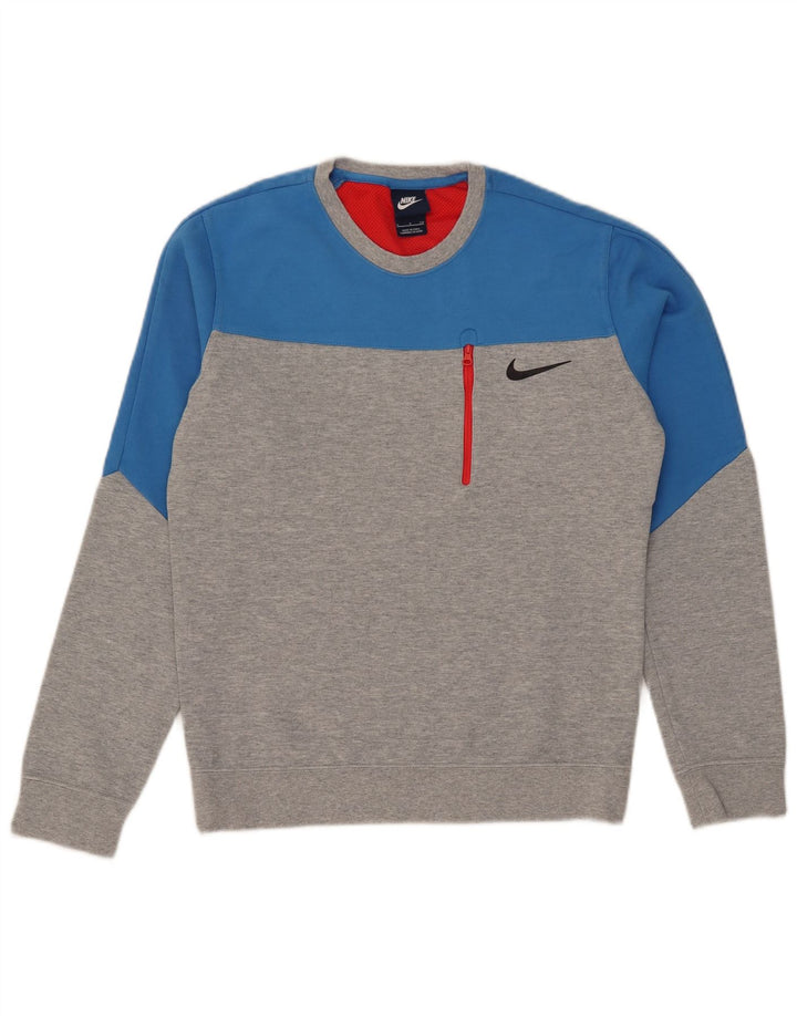 Felpa da uomo Nike maglione piccolo grigio color block