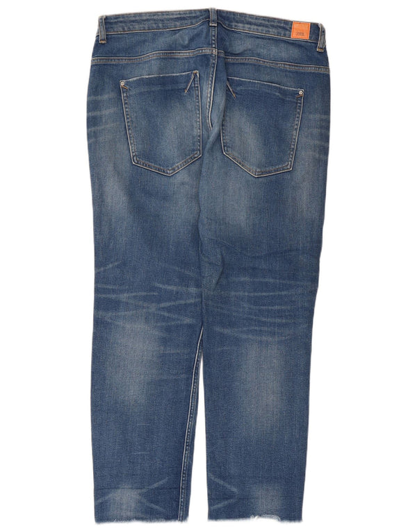 Jeans dritti invecchiati Zara da donna EU 42 Large W32 L28 Blu