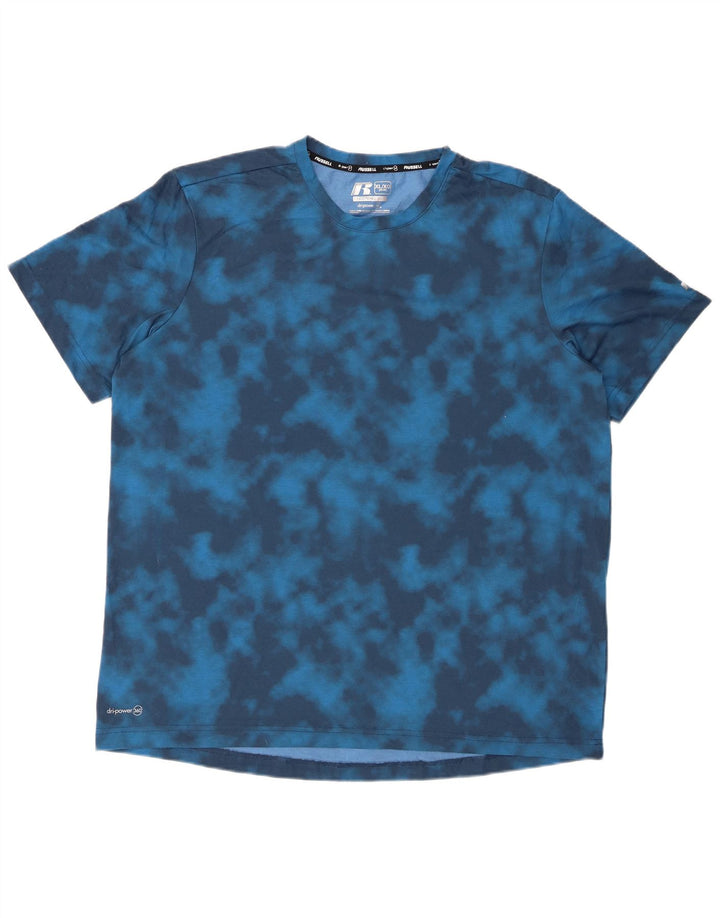 RUSSELL ATHLETIC Maglietta da uomo Dri-Power Top XL Blu Tie Dye