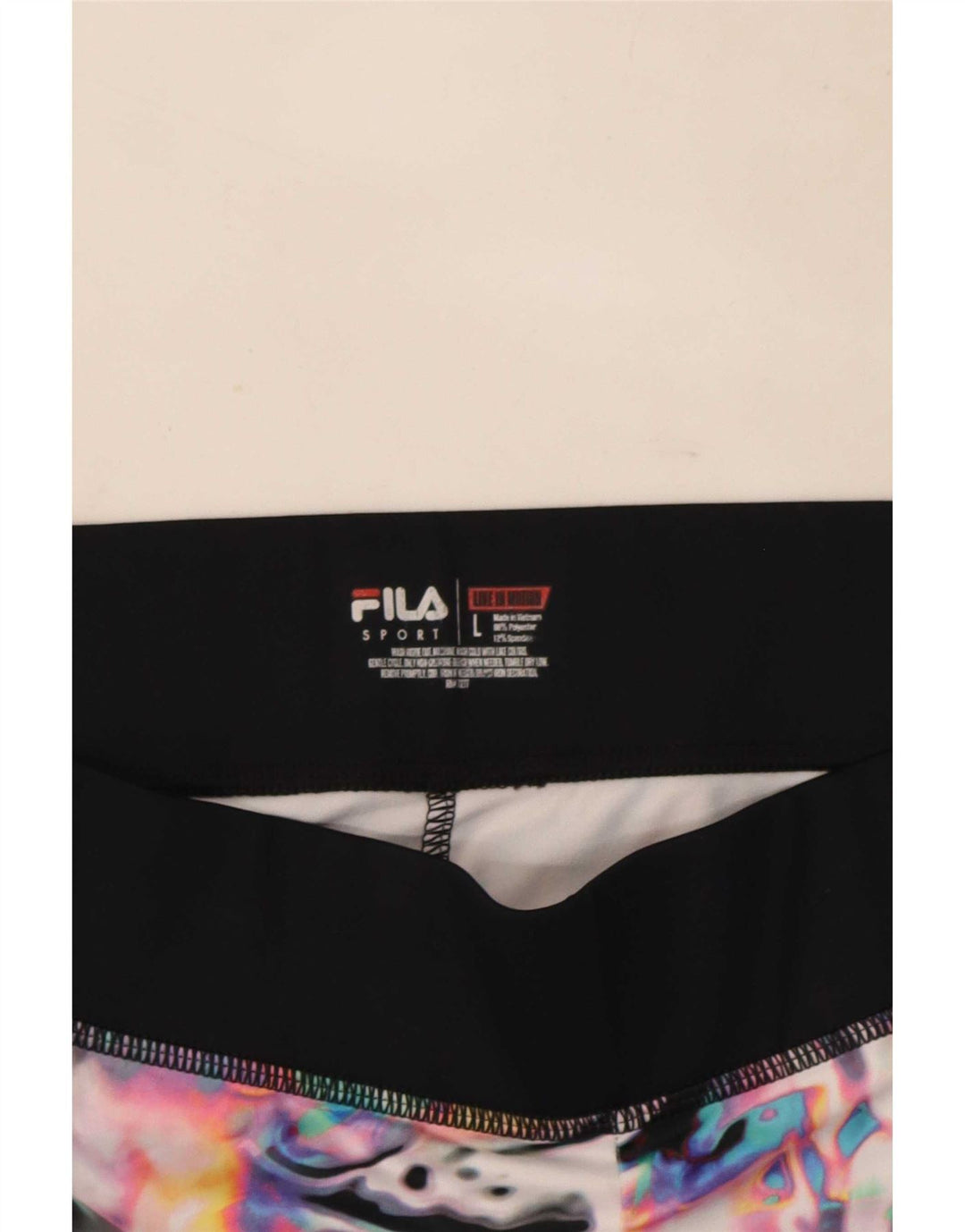 Leggings Capri da donna con motivo astratto Fila UK 14 grande poliestere nero