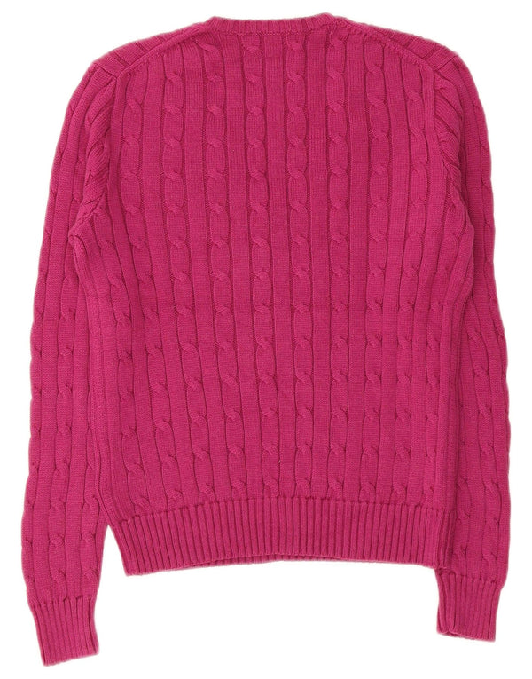Polo Ralph Lauren Maglione da donna con scollo a V UK 12 Cotone rosa medio
