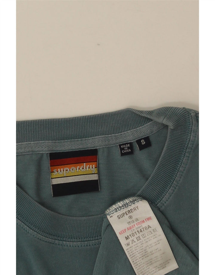 T-shirt grafica da uomo SUPERDRY Top in cotone blu piccolo