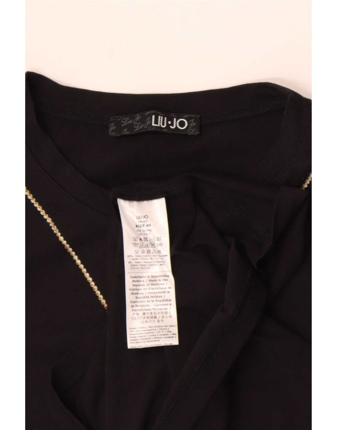 Liu Jo Top Grafico Donna Manica Lunga IT 40 Piccolo Cotone Nero