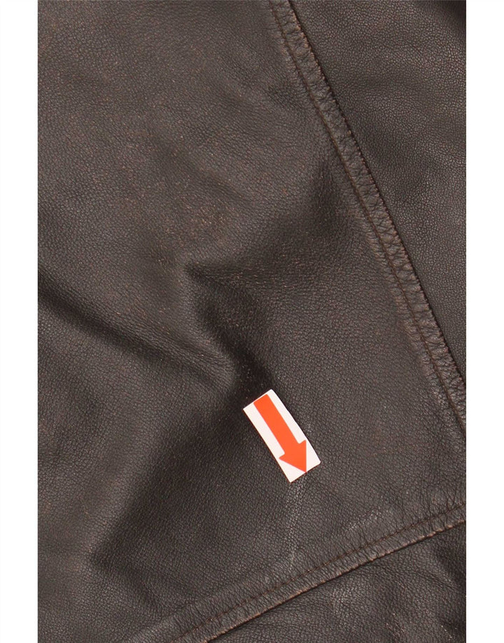 Giacca in pelle da uomo vintage UK 36 Small Marrone