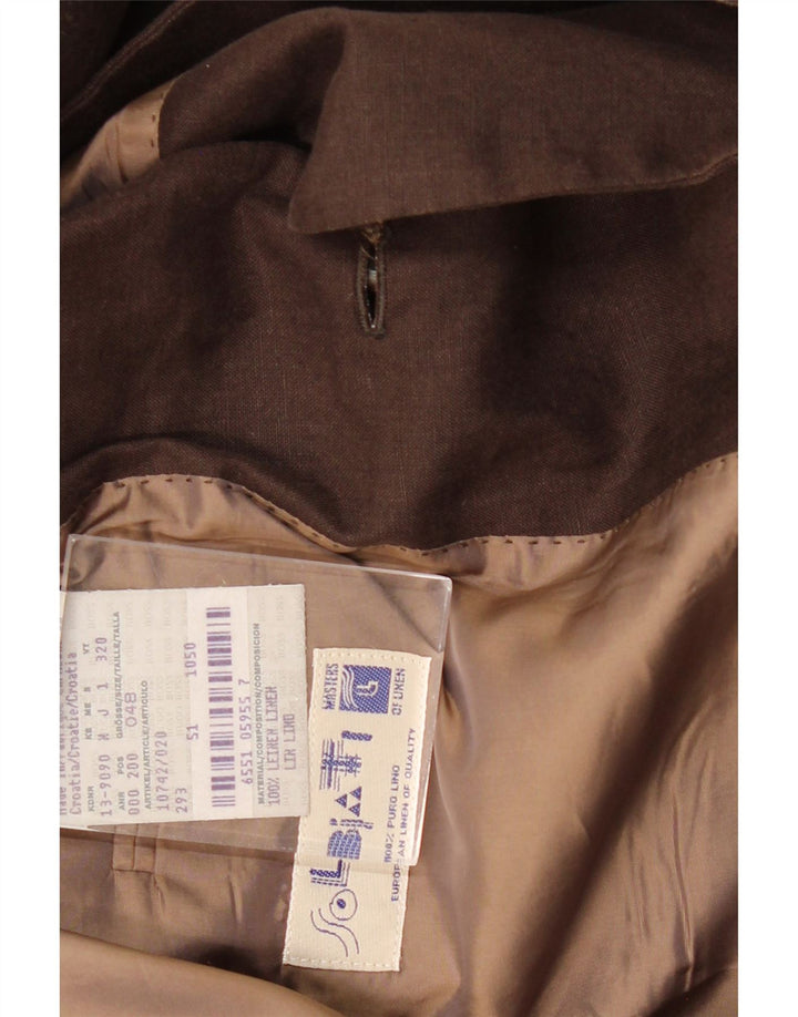 SOLBIATI Giacca Blazer da Uomo a 2 Bottoni IT 48 Lino Marrone Medio