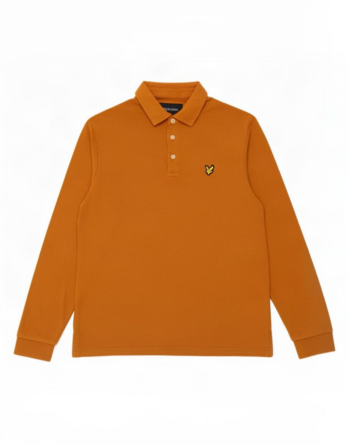 Polo a maniche lunghe da uomo Lyle & Scott in cotone arancione medio