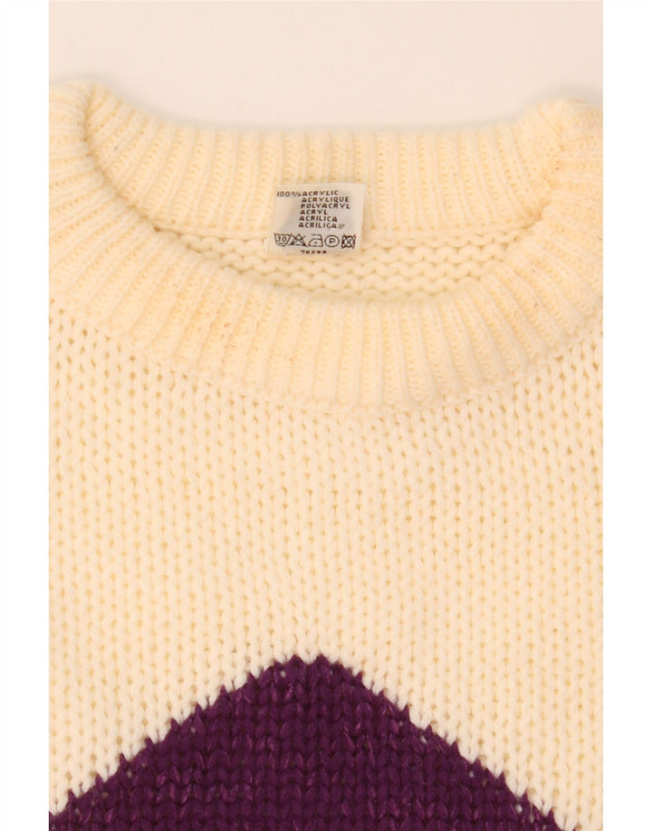 Maglione maglione girocollo da donna C&A EU 40 medio bianco sporco a rombi/diamante