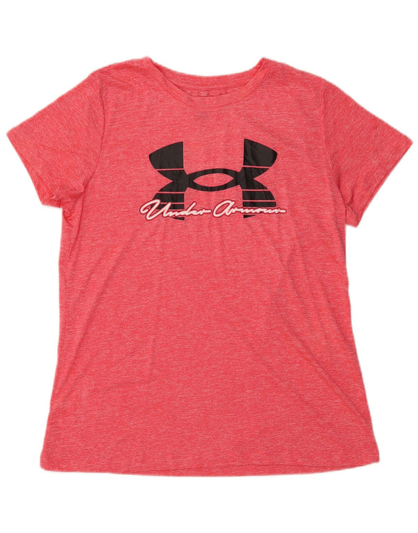 T-shirt grafica da donna UNDER ARMOUR Top UK 14 Large Red Flecked