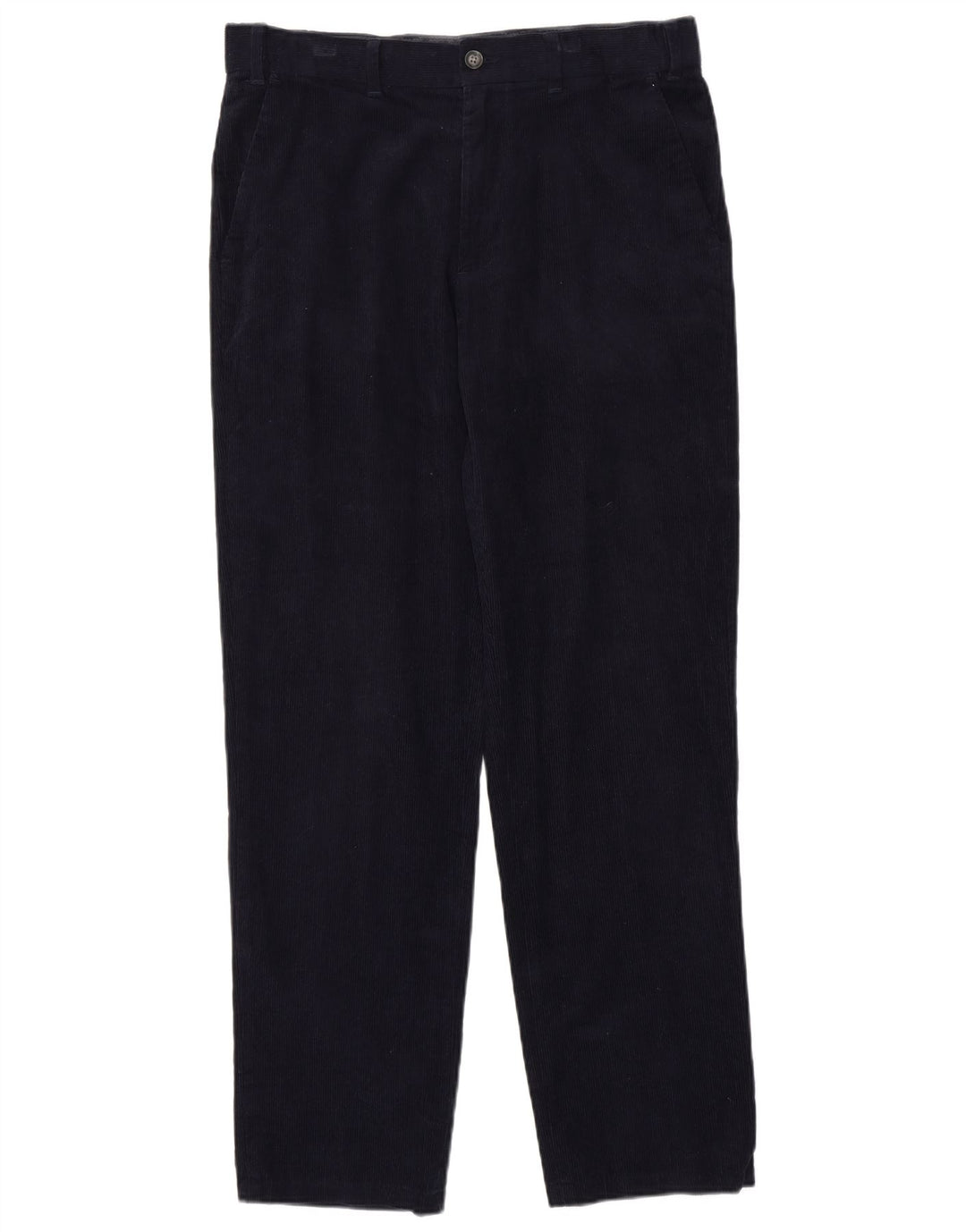 MARKS & SPENCER Pantaloni regolari da uomo in velluto a coste W34 L33 cotone blu navy