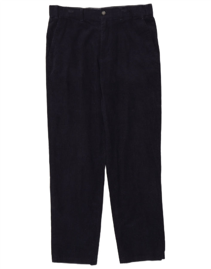 MARKS & SPENCER Pantaloni regolari da uomo in velluto a coste W34 L33 cotone blu navy
