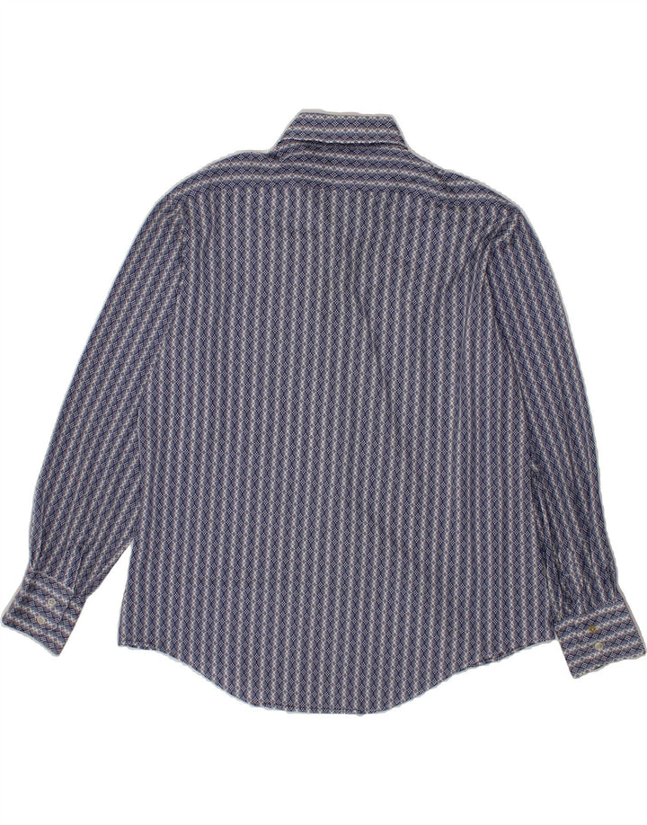 MONTGOMERY Mens Shirt XL Blue Striped Polyester Vintage MONTGOMERY and Second-Hand MONTGOMERY from Messina Hembry 