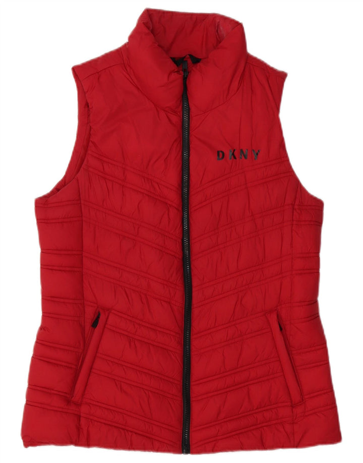 Gilet imbottito da donna Dkny UK 10 piccolo sportivo in poliestere rosso