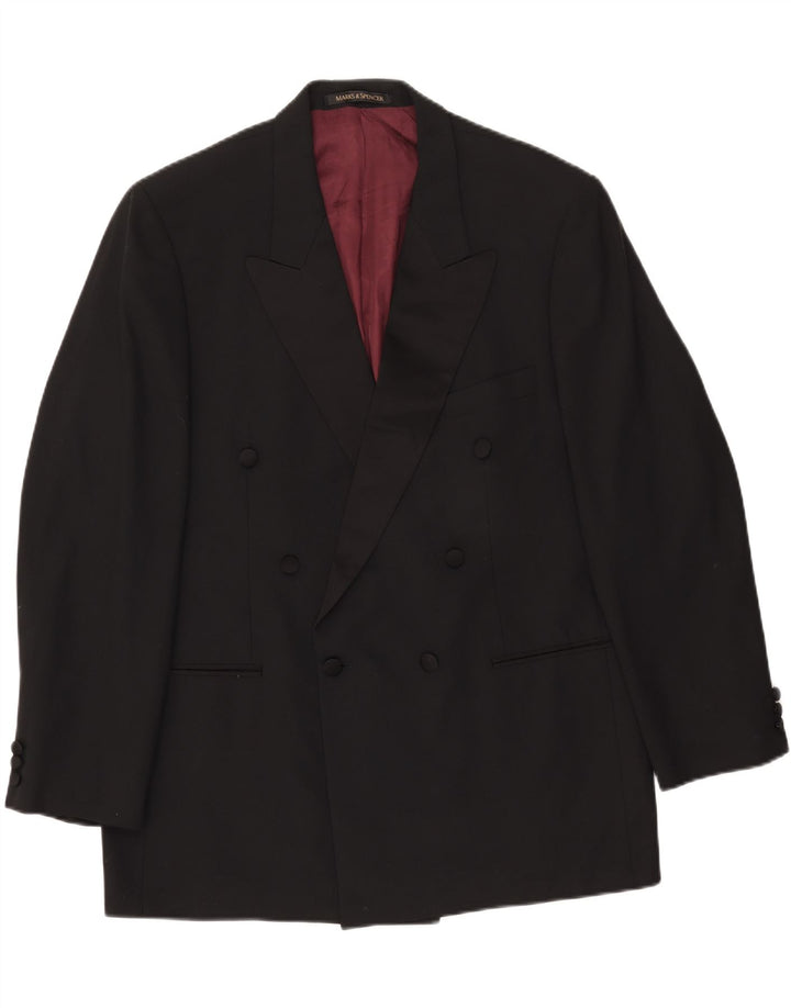 Giacca blazer doppiopetto da uomo Marks & Spencer UK 44 XL poliestere nero