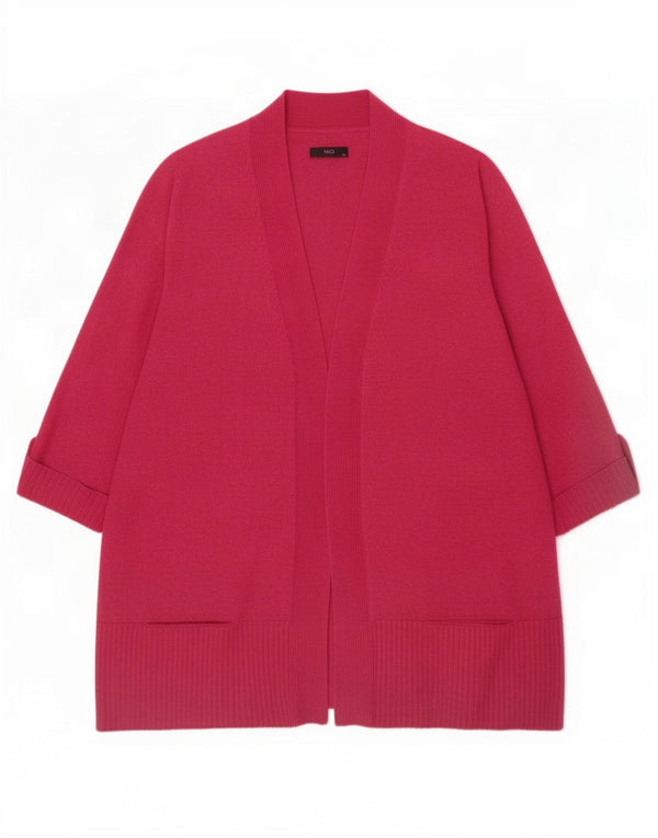 Maglione cardigan aperto con maniche a 3/4 da donna M&Co UK 14 Large Pink Viscosa
