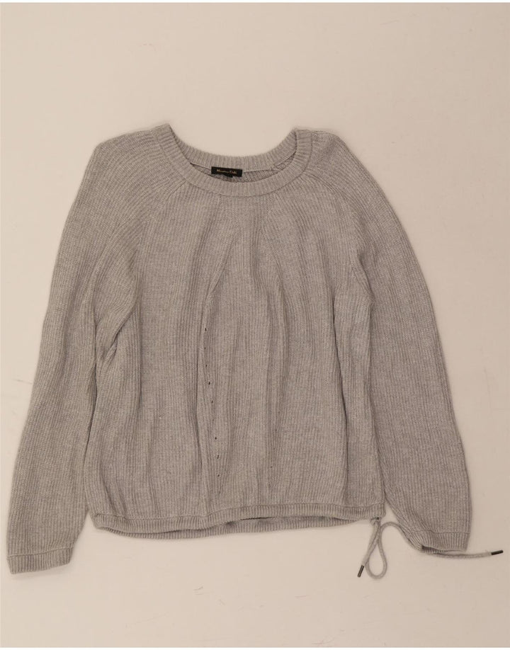 MASSIMO DUTTI Womens Oversized Boat Neck Jumper Sweater UK 10 Small Grey Vintage Massimo Dutti and Second-Hand Massimo Dutti from Messina Hembry 