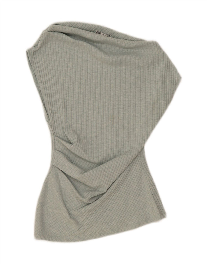 Top senza maniche in camicetta da donna Zara UK 12 verde medio