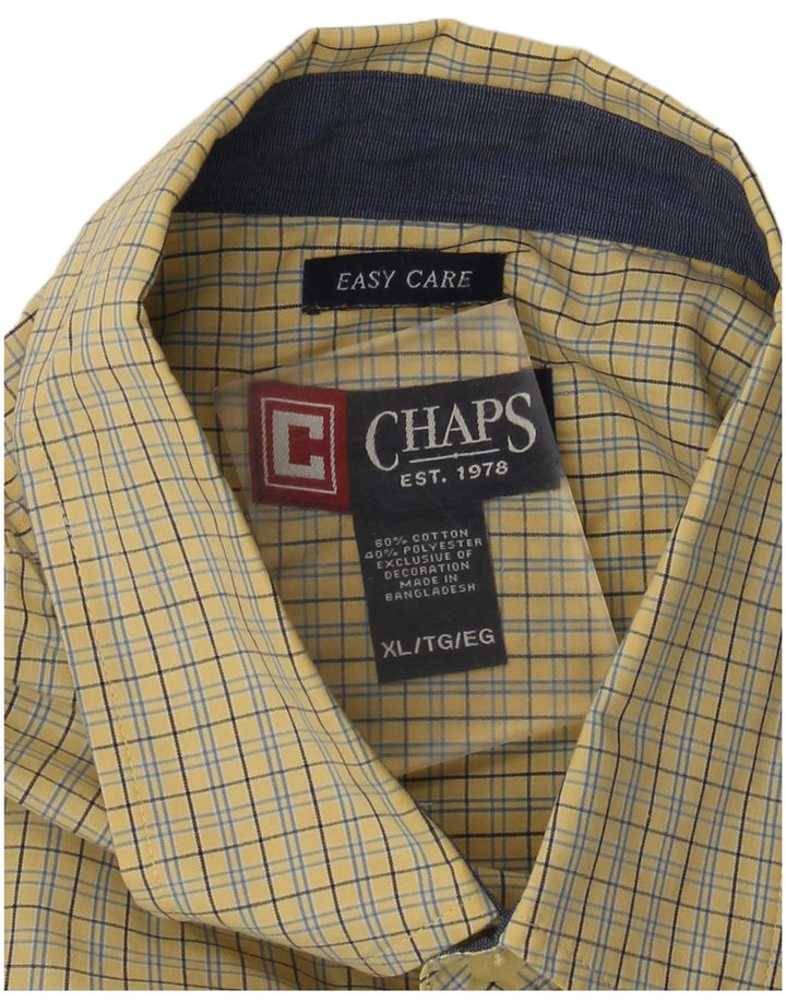 Camicia Chaps da uomo Easy Care XL in cotone a quadri gialli