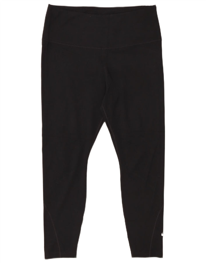 Leggings corti NIKE Dri Fit da donna UK 18 XL poliestere nero