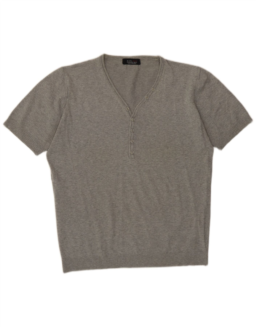 Maglione Zara da uomo a maniche corte con scollo a V XL Grigio