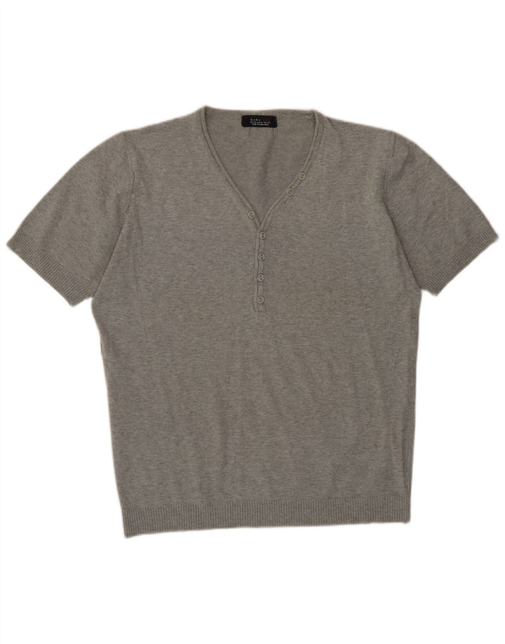 Maglione Zara da uomo a maniche corte con scollo a V XL Grigio