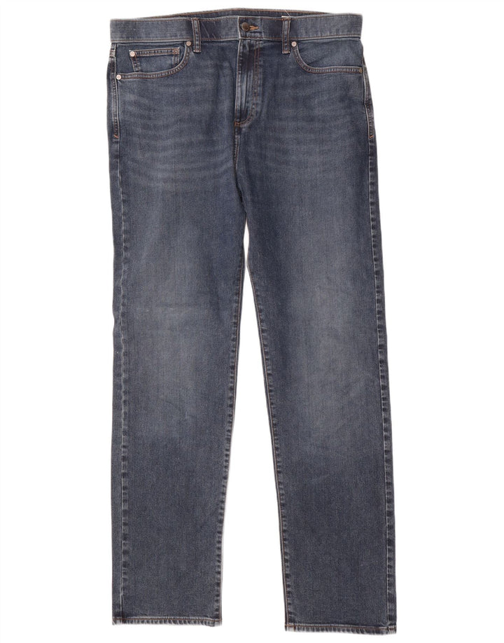 Marks & Spencer Jeans dritti regolari da uomo W36 L32 Blu Cotone