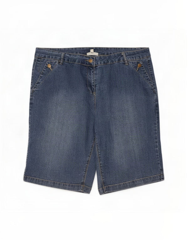 Pantaloncini di jeans autografi da donna Marks & Spencer UK 20 2XL W40 cotone blu