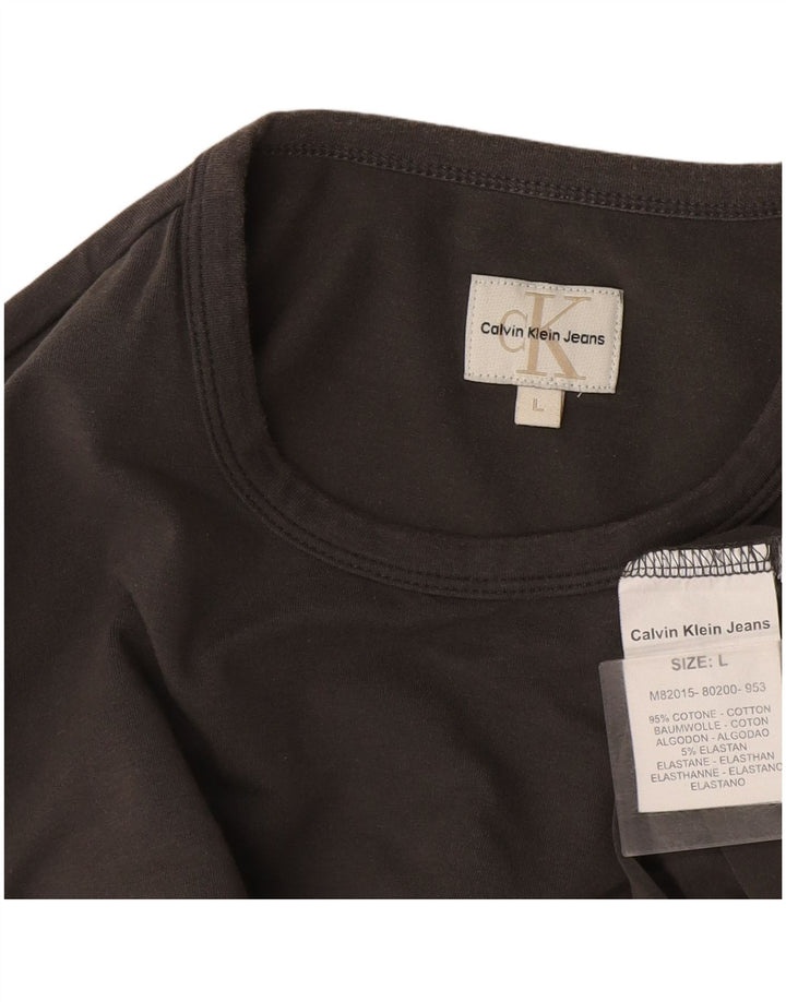 Calvin Klein Jeans Top grafico da uomo a maniche lunghe in cotone grigio grande