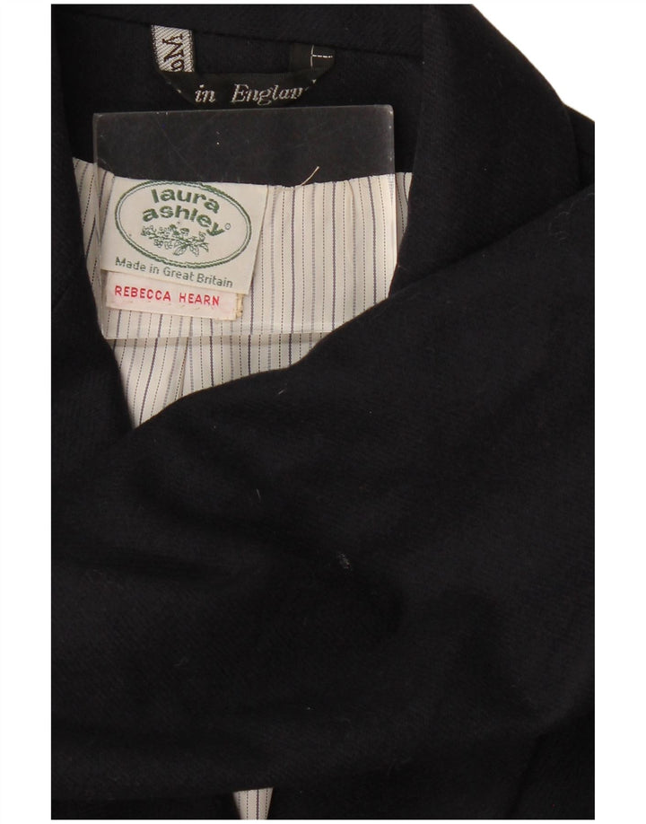LAURA ASHLEY Giacca blazer doppiopetto da donna UK 14 Lana nera media