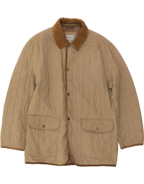 BELFE Mens Quilted Jacket UK 40 Large Beige