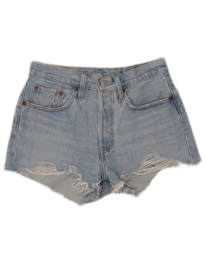 Pantaloncini Levi's da donna 501 in denim invecchiato W26 piccolo cotone blu
