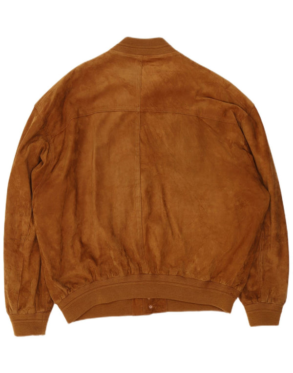 Giubbotto bomber in pelle scamosciata da uomo James Dillon UK 44 2XL Pelle marrone